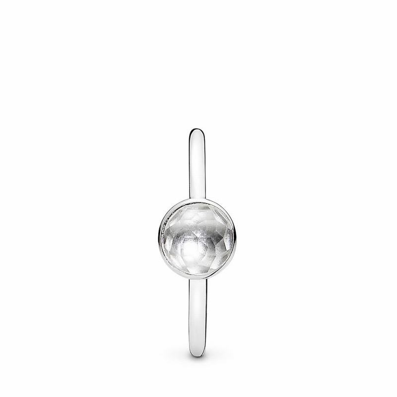 Pandora April Droplet Ring - Sterling Silver/Rock Crystal - Canada | BJ4124KB